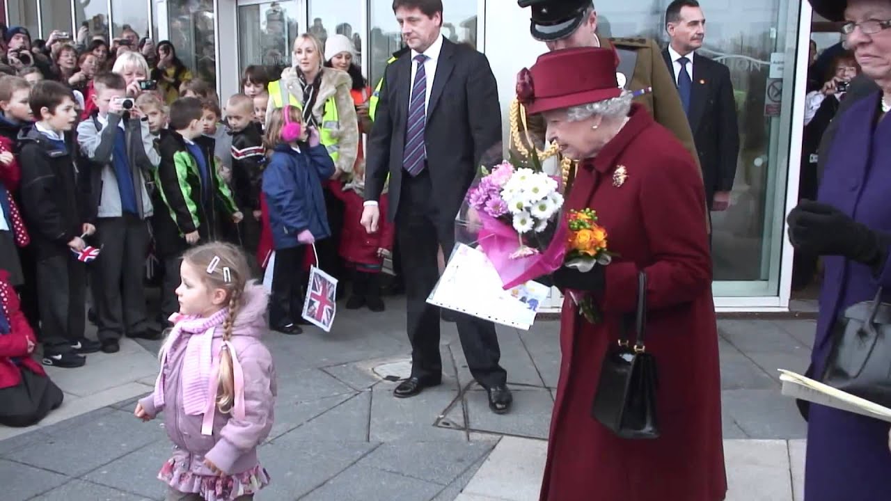 The Queen meets schoolchildren in New Brighton, Wirral