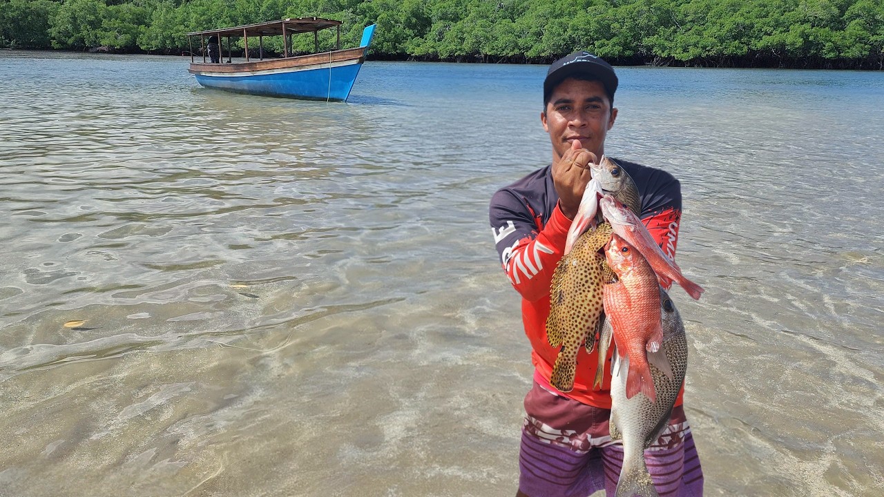PESCARIA! PREPARANDO PEIXE E CAMARÃO EM UMA ILHA PARADISÍACA