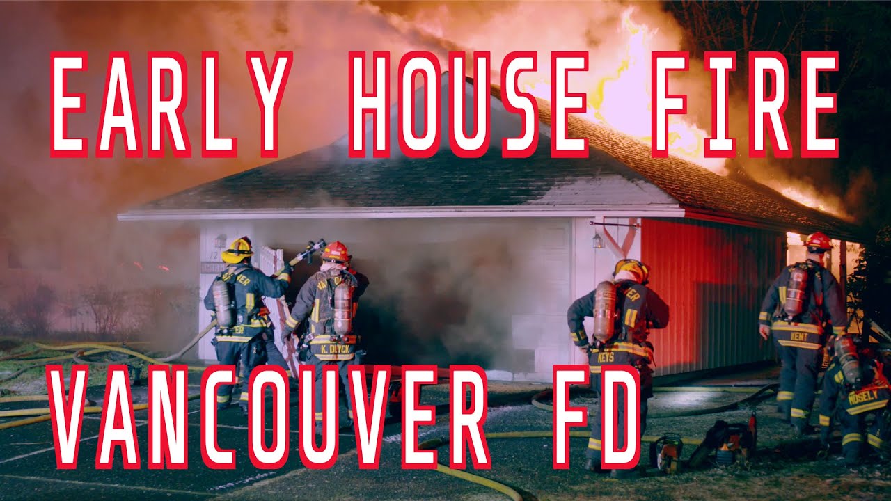 Early House Fire, Ceiling Collapse Mayday Call & Garage Door Entry - Vancouver Fire Department