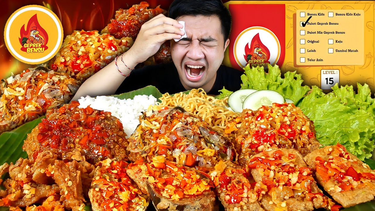 PERUT PANAS! MUKBANG SEMUA MENU AYAM GEPREK BENSU LEVEL 15 TERPEDAS | ASMR GEPREK BENSU