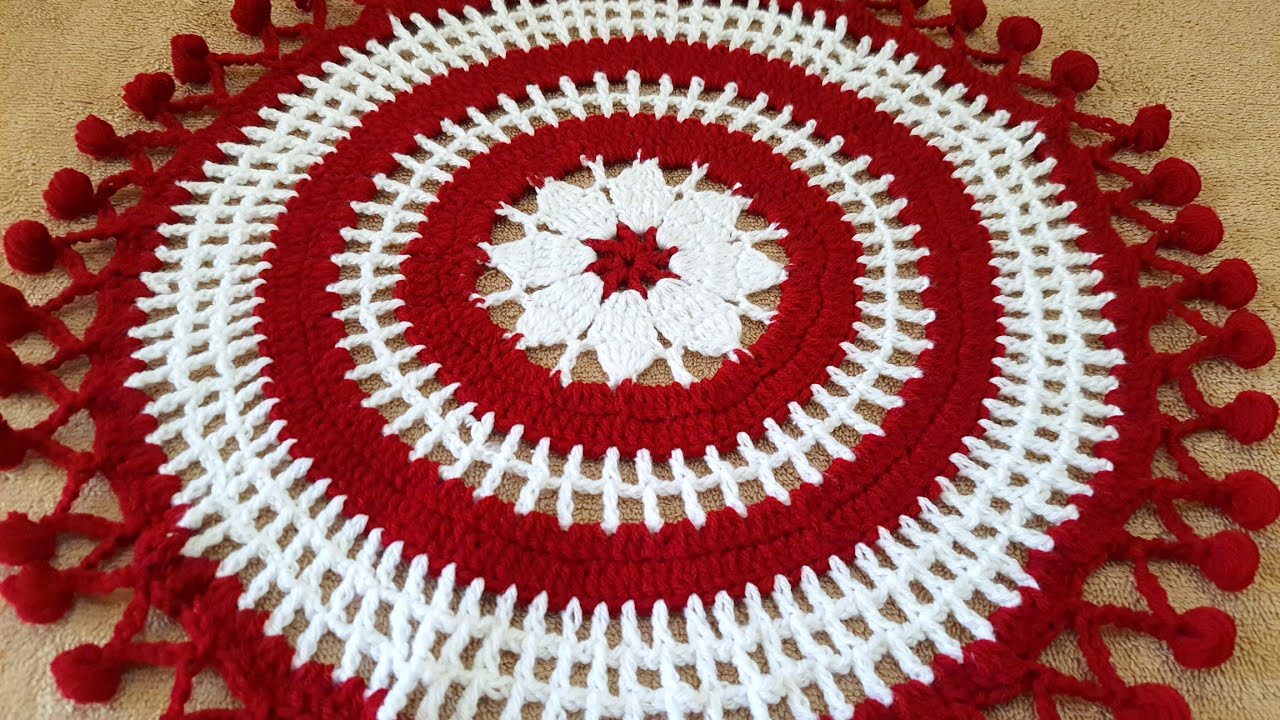 Thalposh  ke  aasan design   Crochet Round Table Cover  Woolen Rumal  Crosia design Thalposh ♥️