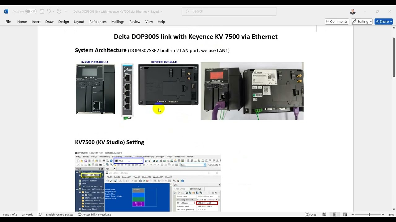 Delta DOP300S link with Keyence KV-7500 via Ethernet