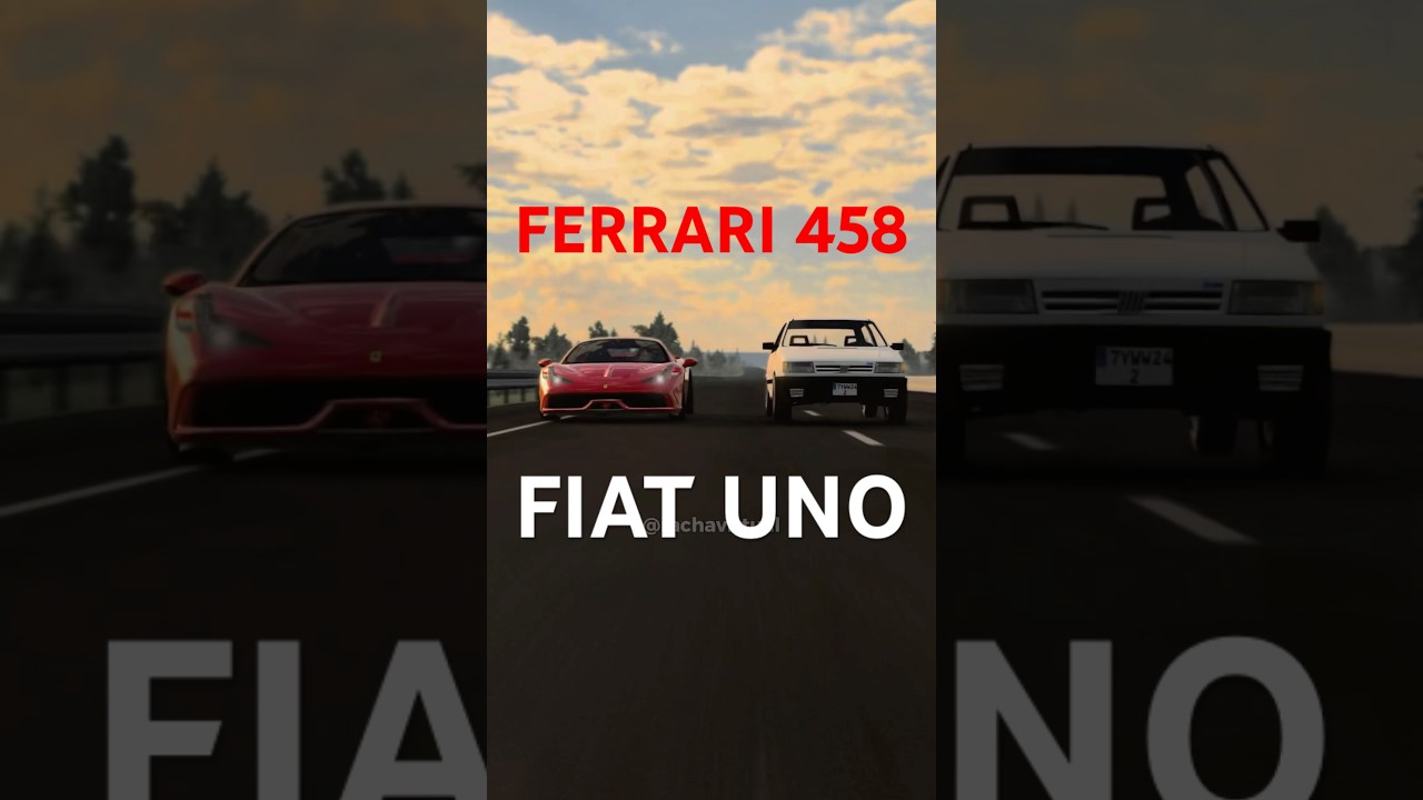 Tunando uma FERRARI at&eacute; ela vencer um UNO #beamng #simulador #fiatuno #uno #ferrari