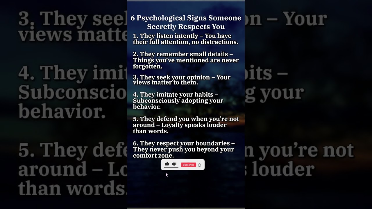 6 Psychological Signs Someone Secretly Respects You #goalmastery #respect
