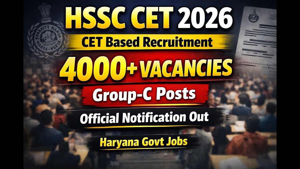 HSSC CET Based Recruitment 2026 | 4000+ Vacancies | Group-C Jobs | Official Notification
