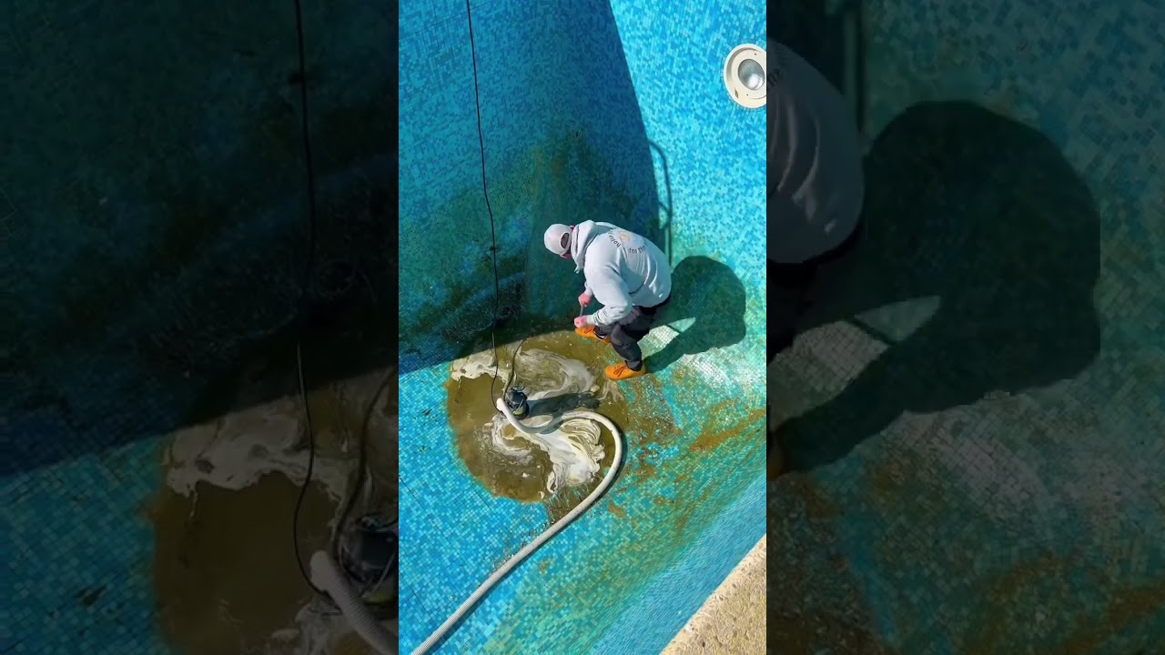 A quick acid bath for this pool before filling #thep00lguy #satisfying