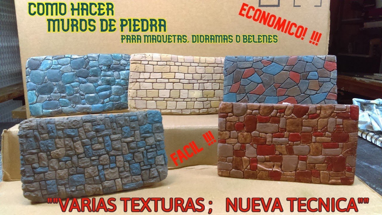 como hacer MUROS de piedra, para MAQUETAS/diferentes TEXTURAS,/paso a paso 2021