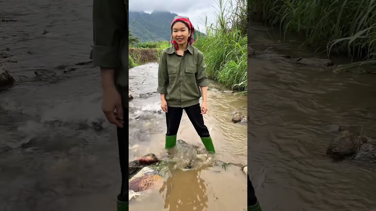 Buổi chiều chủ nhật cùng hai em đi chặn dòng bắt cá suối