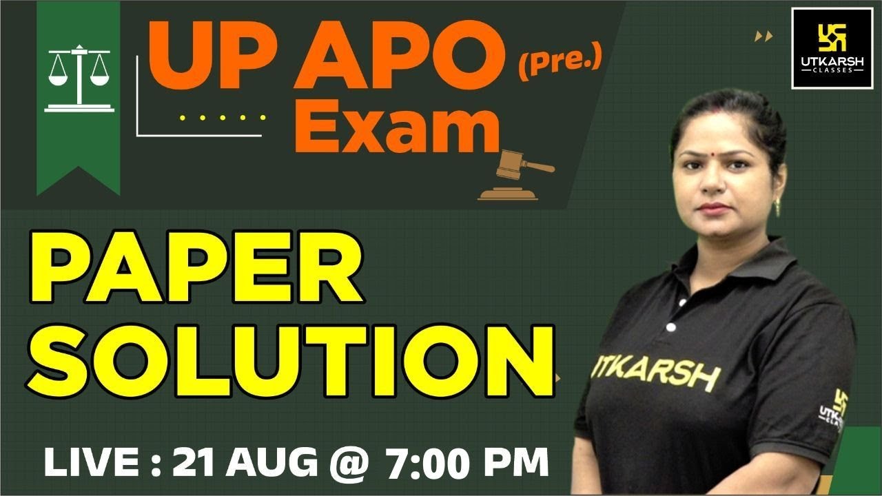 UP APO (Pre.) Exam | Complete Paper Solution | By Sarika Ma'am