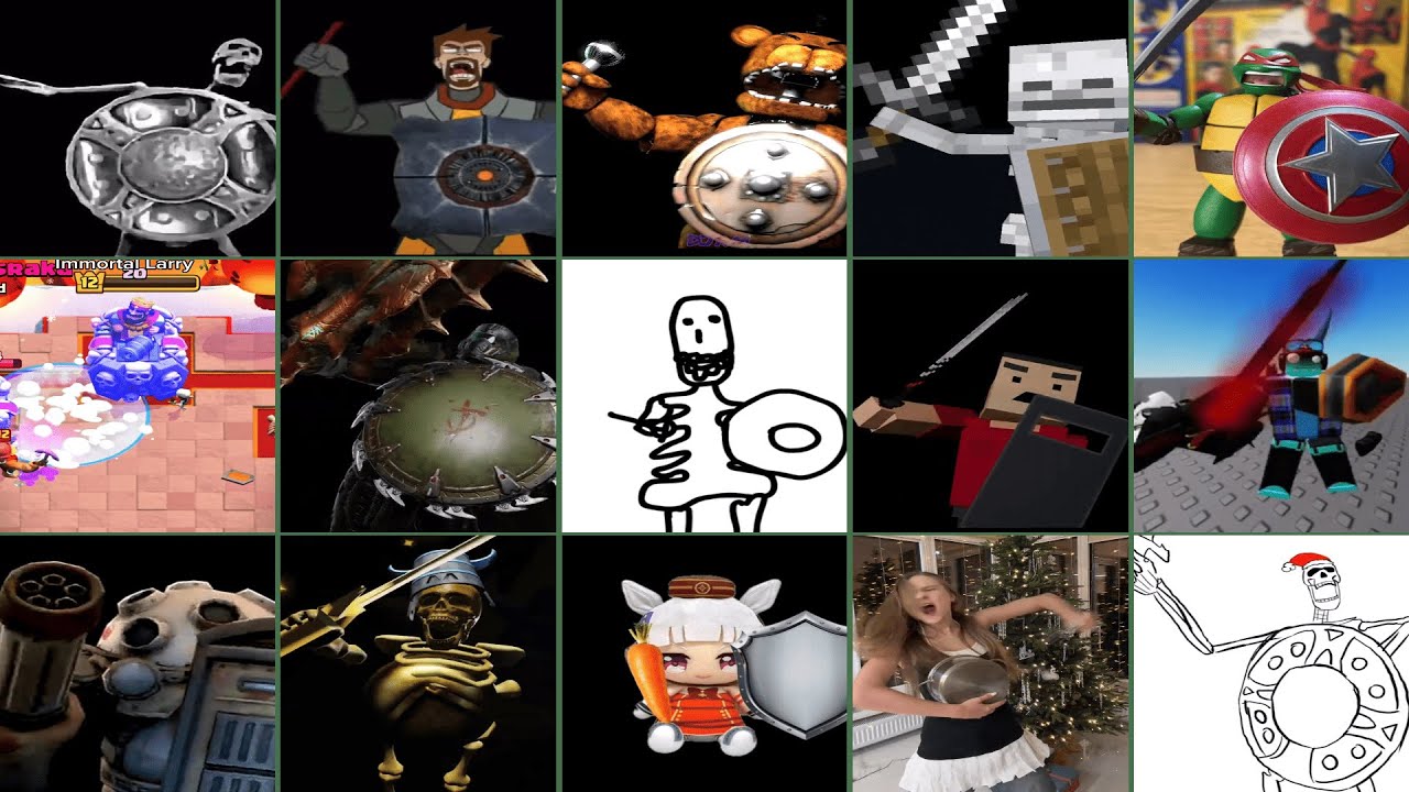 Skeleton Shield Meme All Variants