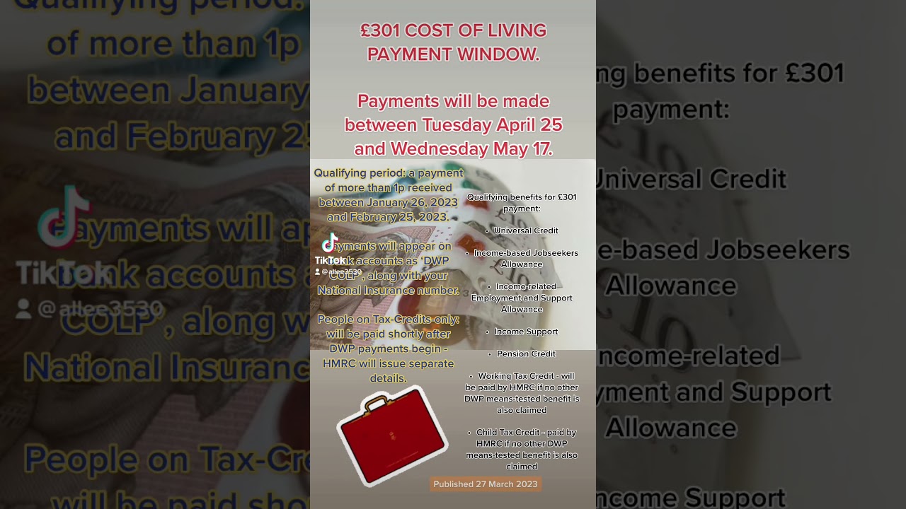 &pound;301 Cost of Living Payment Window