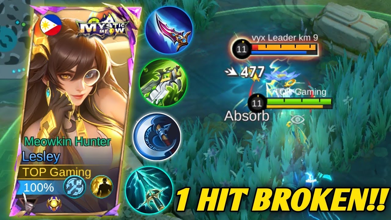 GLOBAL LESLEY BEST 1 HIT BUILD 2025 INSTANT DELETE!! (= 1 HIT!) BEST BUILD & EMBLEM 2025 - MLBB