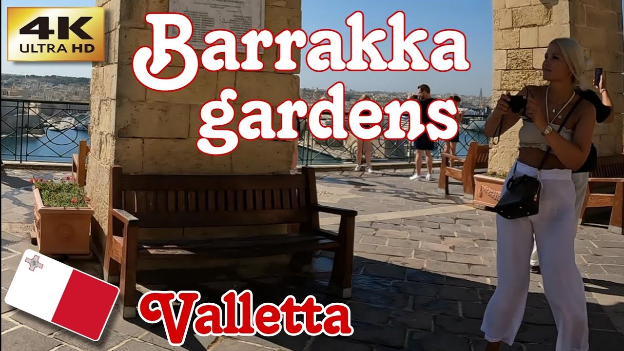 Walking Barrakka gardens, Siege Bell in Malta