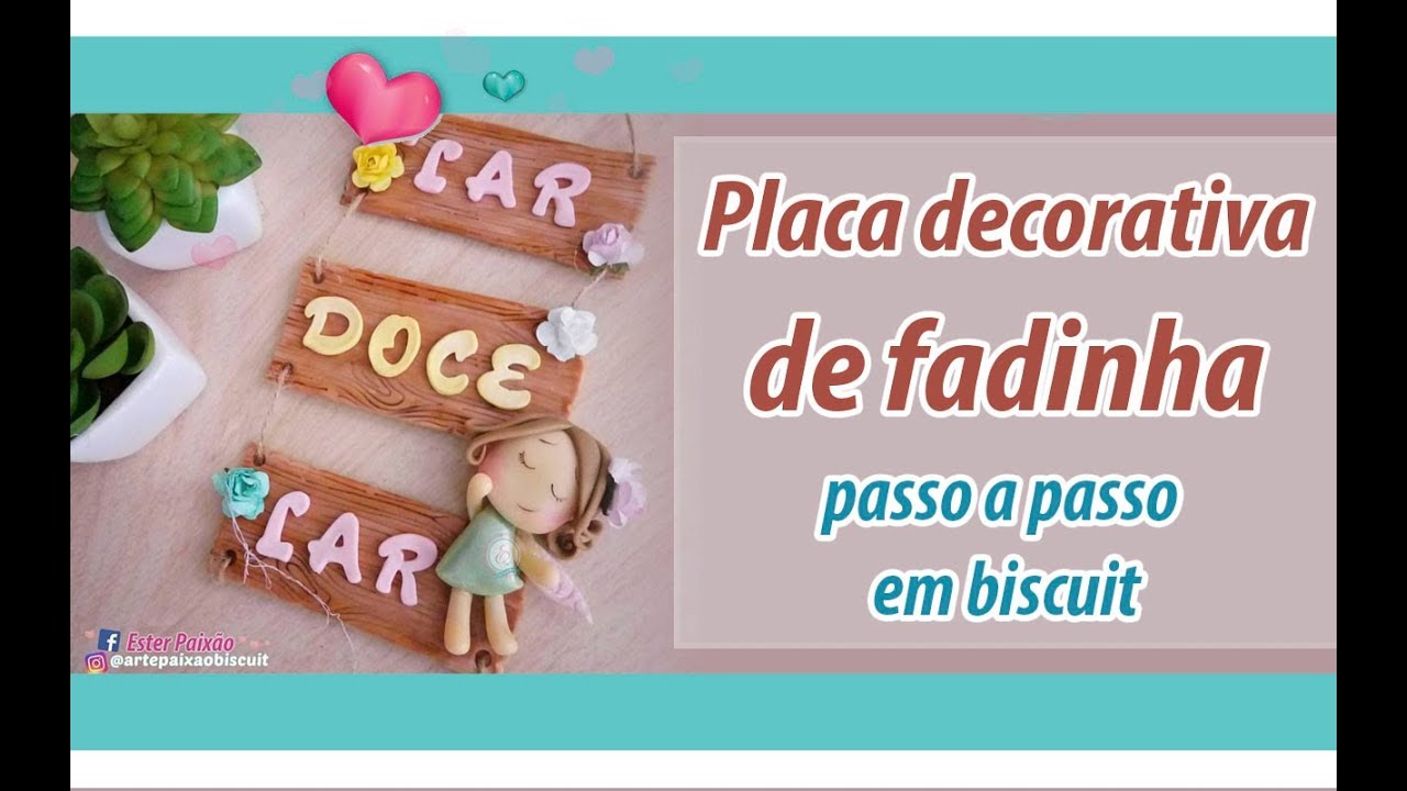 Placa decorativa de fada em Biscuit  (com e sem molde)
