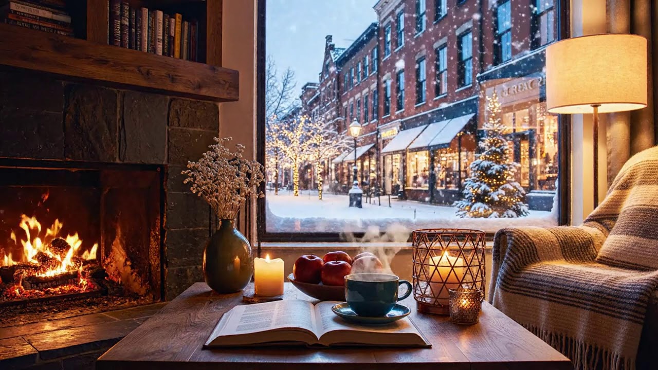 Silent Snowfall Café Jazz 🔥 Warm Fireplace Atmosphere for Serious Focus
