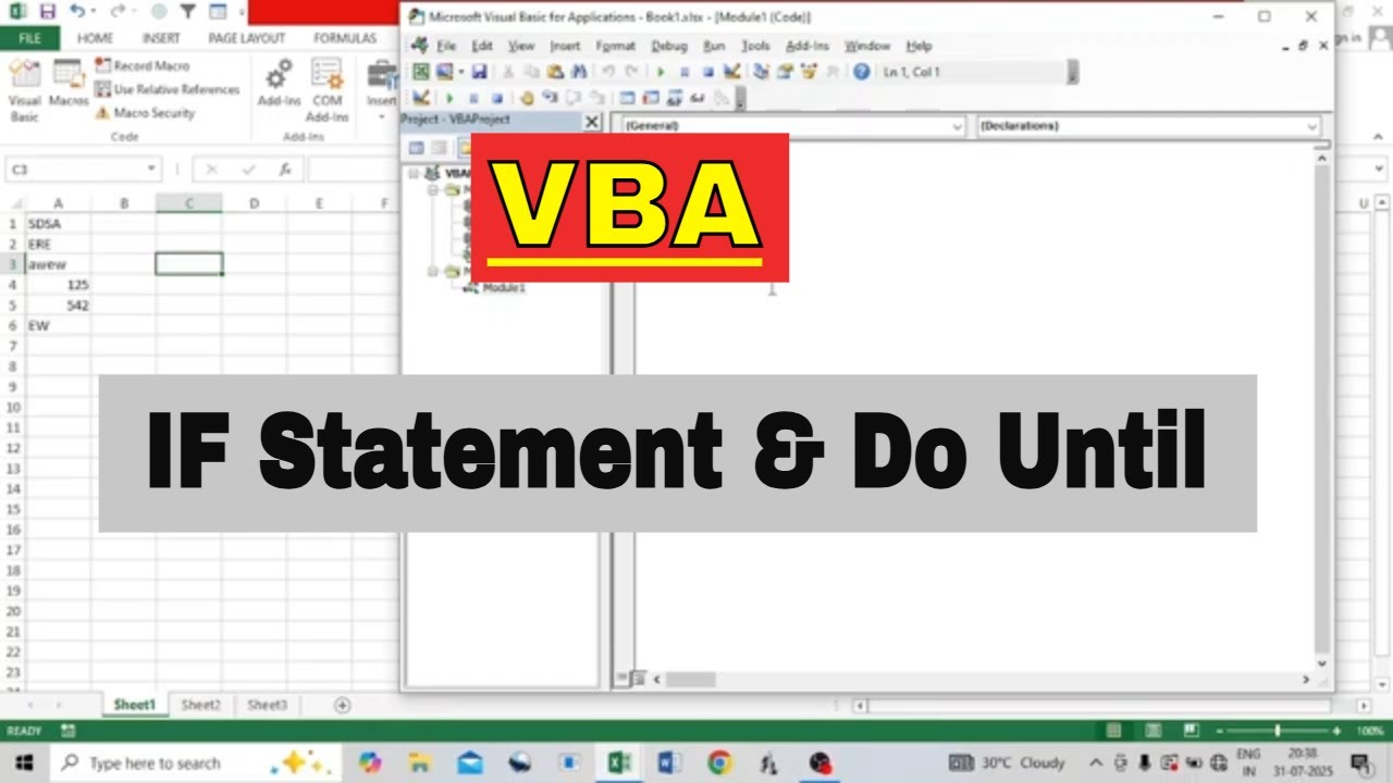 VBA - IF Statement and Do Until | VBA Do Until Loop | #vba | #vbaexcel
