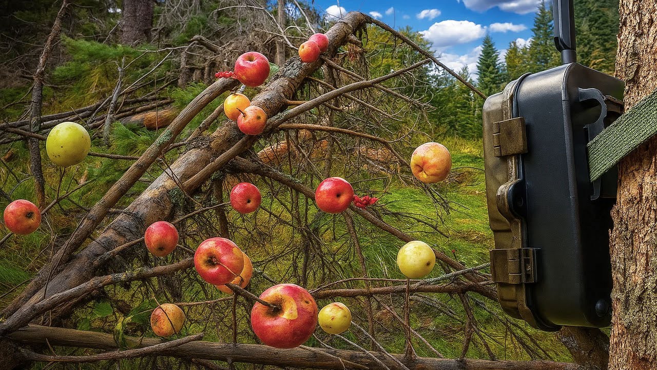 Украсил елку ЯБЛОКАМИ и спрятал Фотоловушку! Звери пришли сразу!