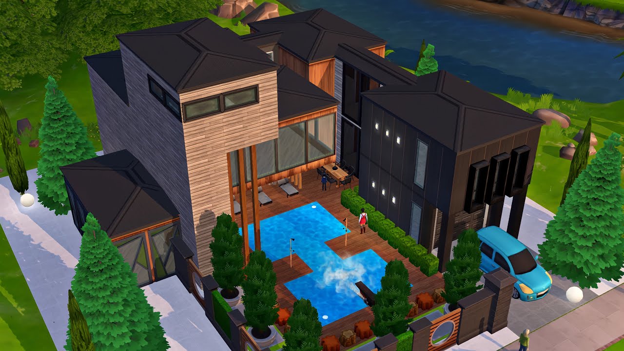 MODERN CABIN HOUSE (YOSEMITE) THE SIMS MOBILE | SQUARE ROOMS ONLY | POOL TUTORIAL | HOUSE BUILD #42