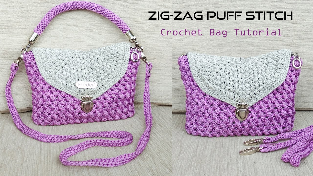 CROCHET : Tas Rajut || Zig-Zag Puff Crochet Bag Tutorial (English Subtitle)