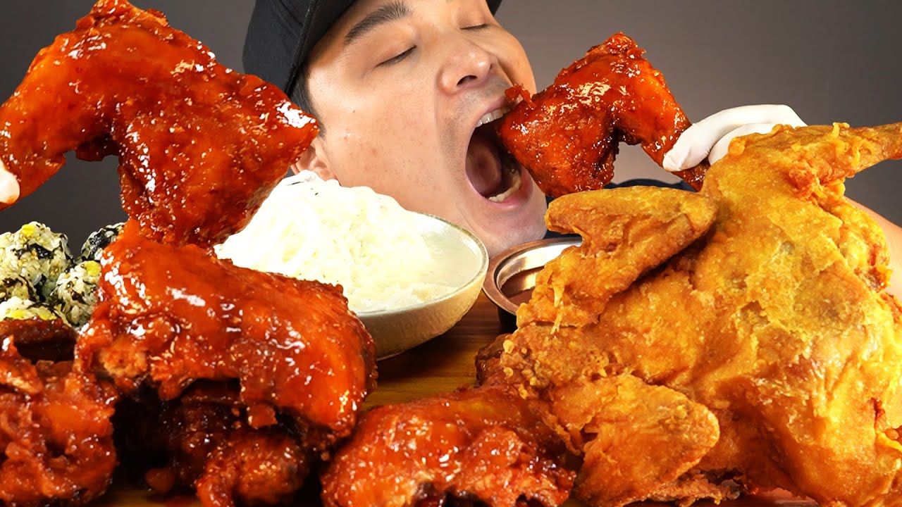 바삭함의 끝판왕! 옛날치킨 후라이드와 양념 먹방~!! 리얼사운드 ASMR social eating Mukbang(Eating Show)