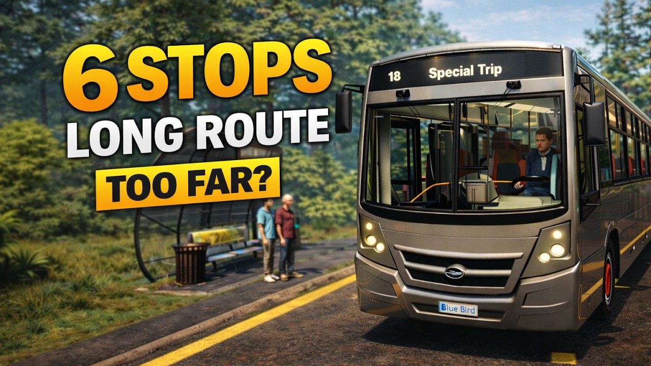 Driving on a long route with six stops - Blue Bird Sigma - Bus Simulator 21