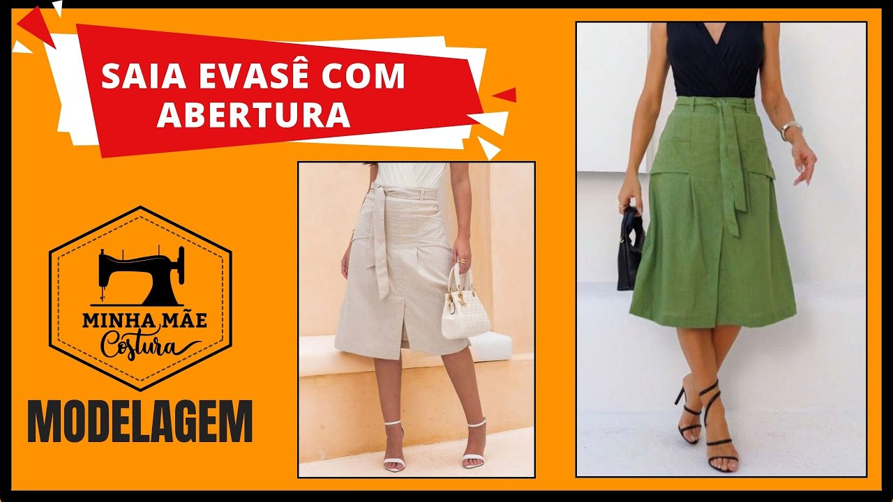 Saia evasê com abertura - modelagem