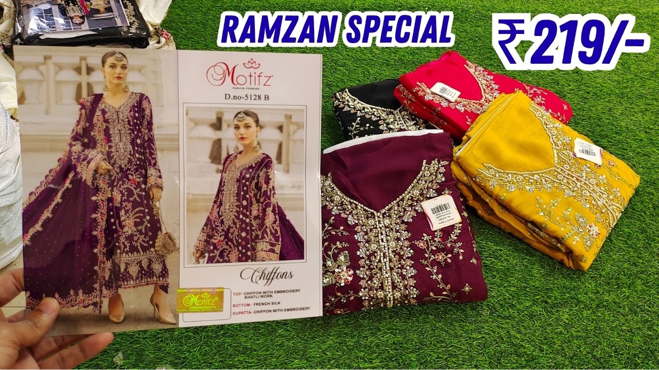 Hyderabad Wholesale Dress Materials ₹219/- Pakistani Fancy Work Suits New Models