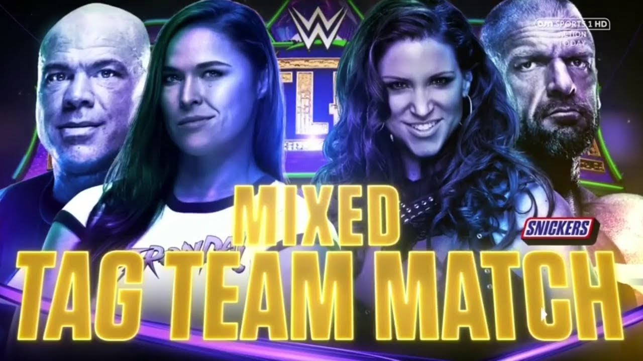 Wwe Ronda Rousey and Kurt Angle Vs Stephanie McMahon and Triple H   Wrestlemania 34 Highlights hd