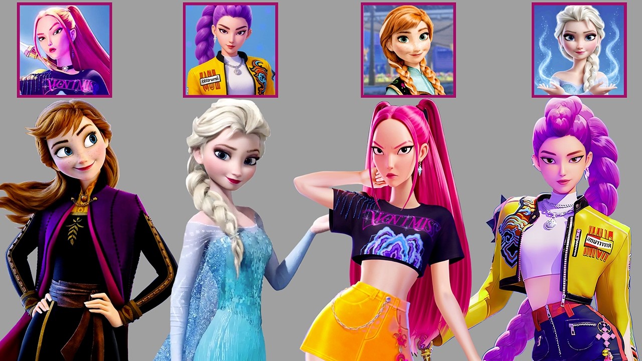 Epic Glow Up! Huntrix vs Disney Princess Outfit Swap 👑✨