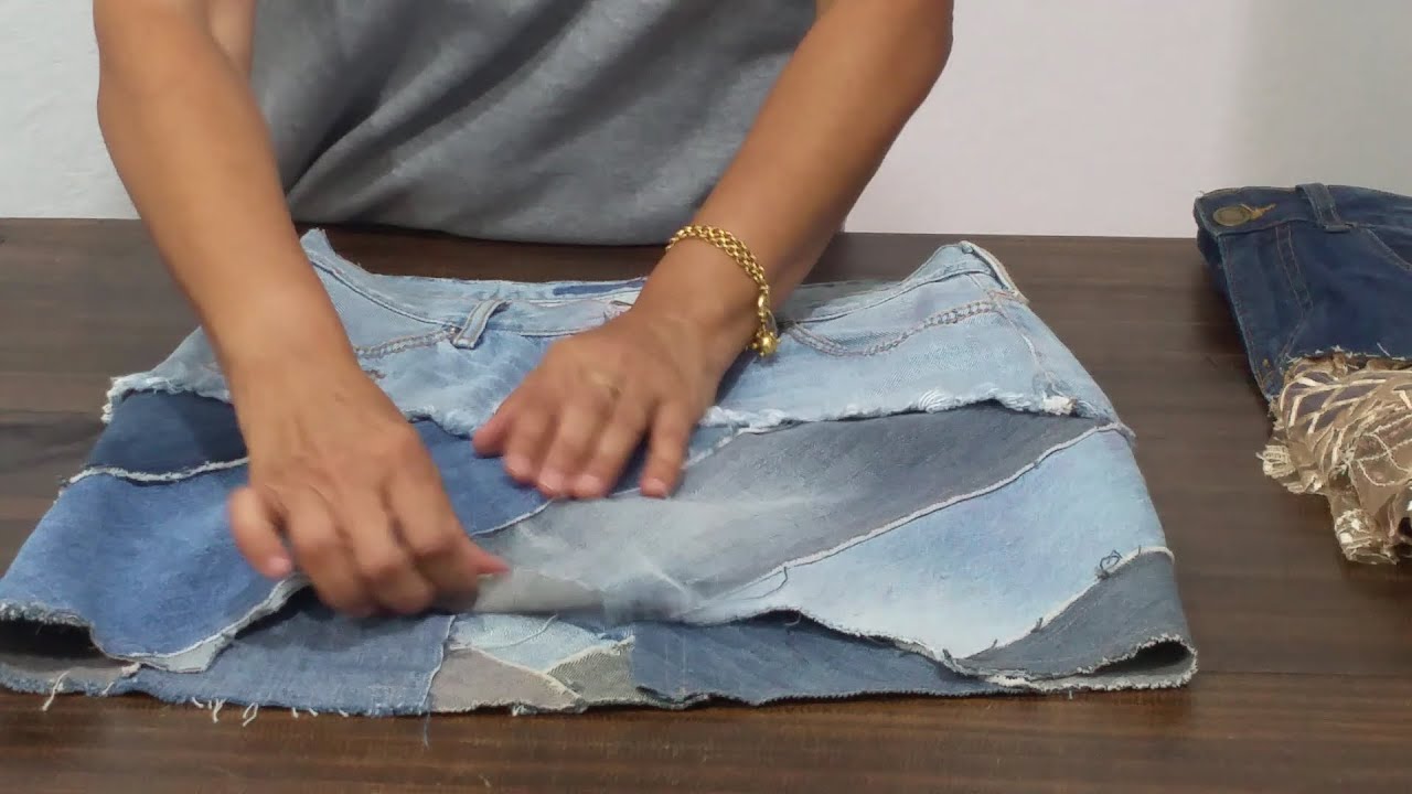 Como Fazer Uma Saia De Pedaços De Jeans