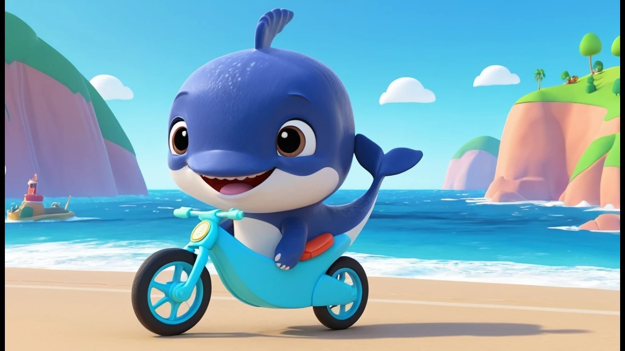 Un bebe baleine fait la course a velo