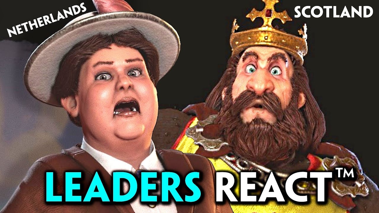 Civilization 6: All Rise & Fall Leaders REACT to War, Declare War on You & Defeat Cutscenes