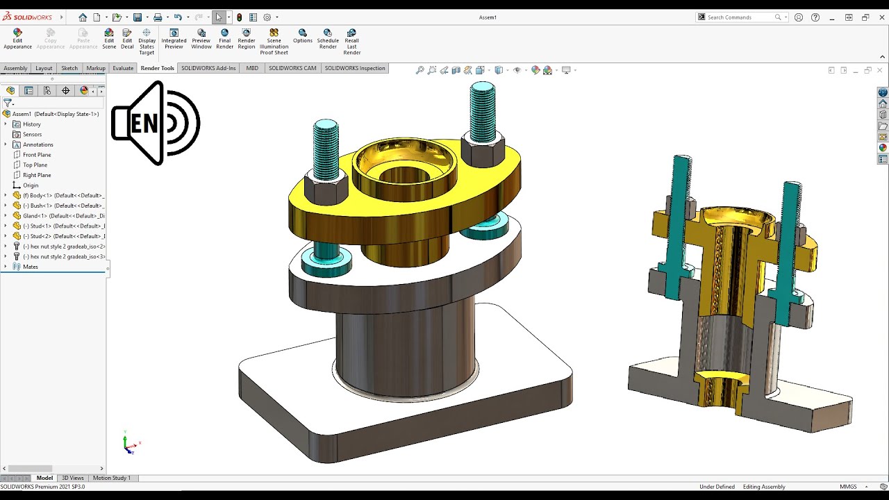 Gland and Stuffing Box Assembly SolidWorks 2021 Tutorial step by step!