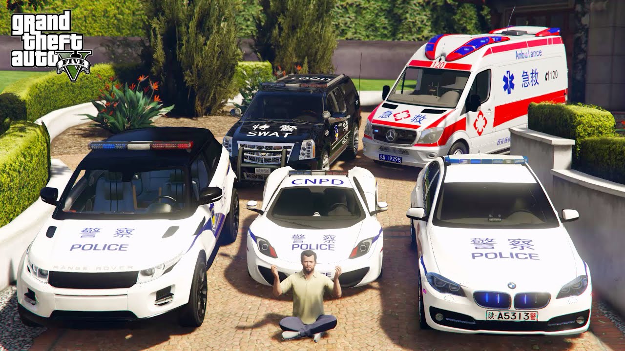 GTA 5 - Stealing Chinese Emergency Vehicles with Michael! | (Real Life Cars) #22