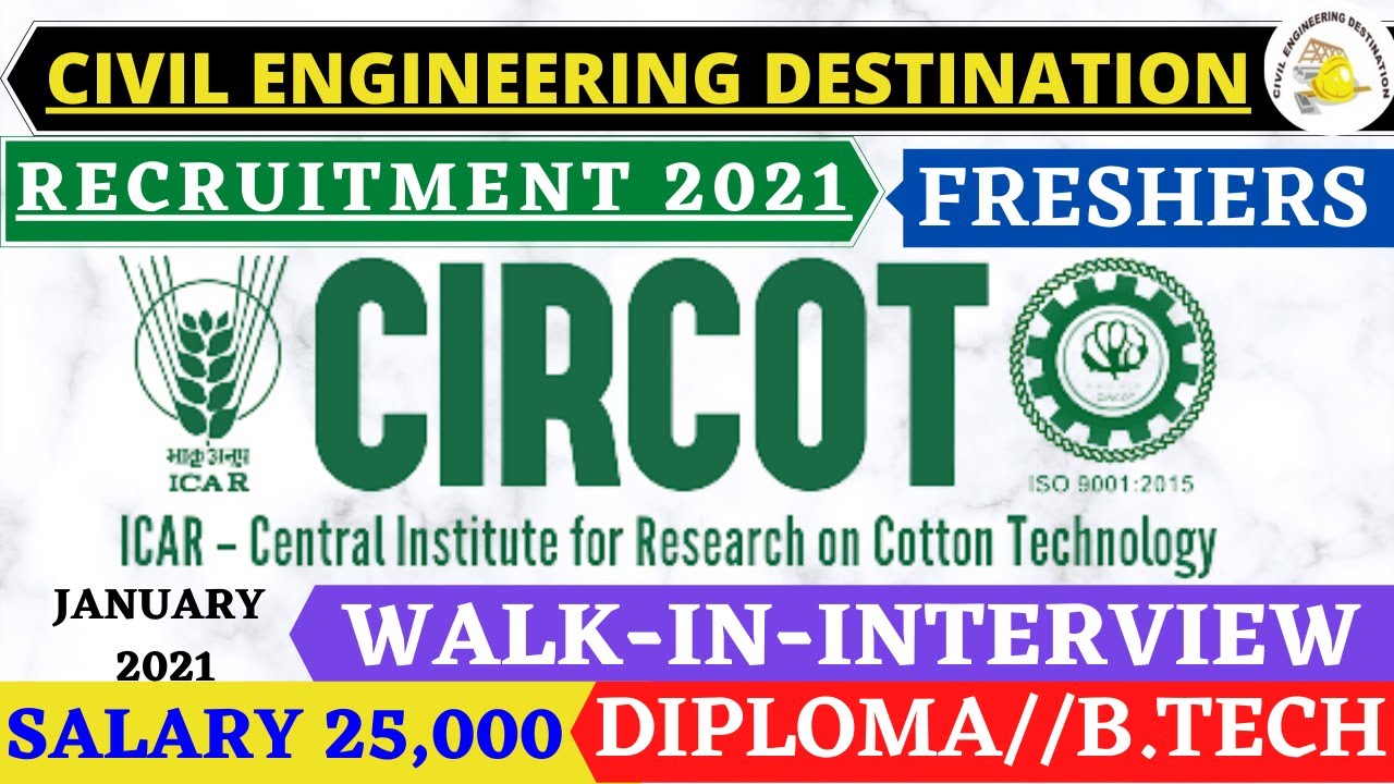 ICAR #WALK-IN-INTERVIEW #FRESHERS CIVIL ENGINEER 2021