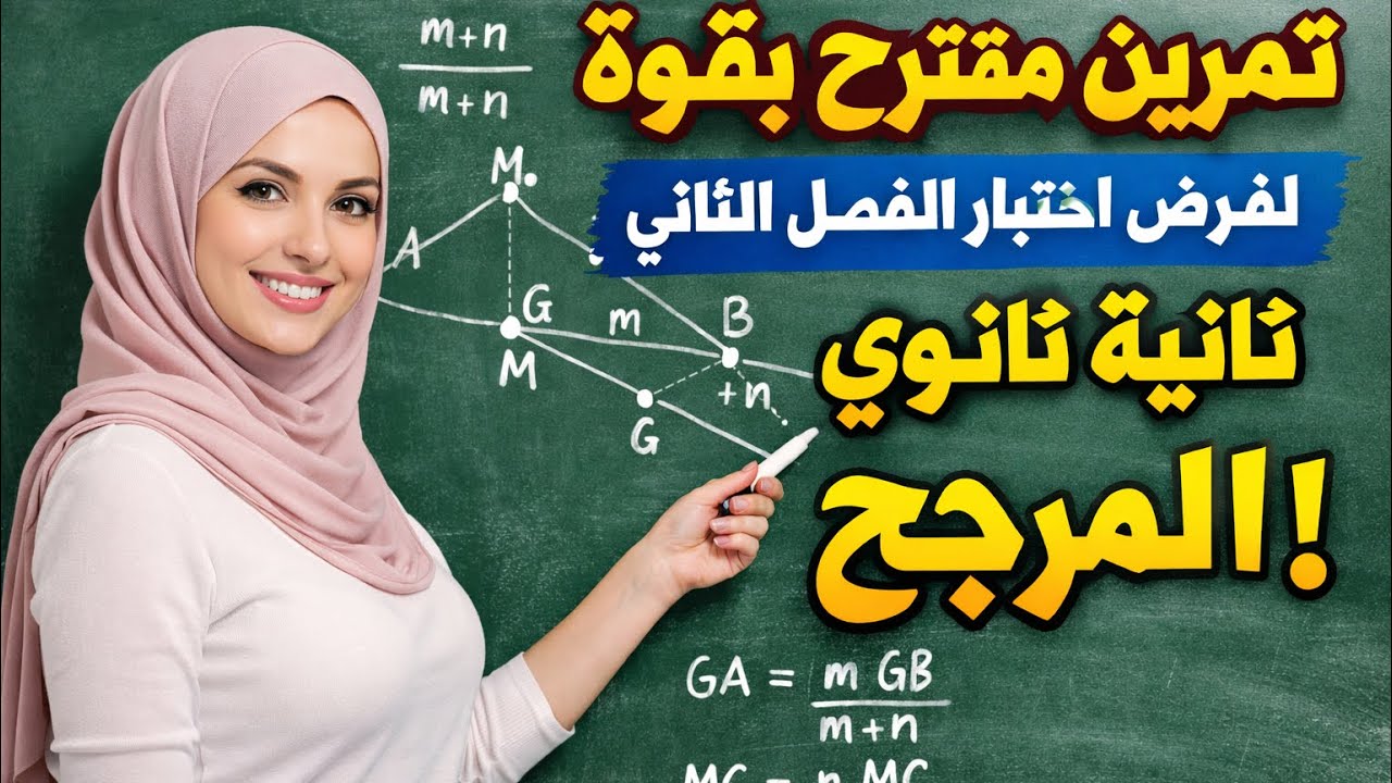 تمرين مرجح مقترح لفرض و اختبار الفصل الثاني ثانية ثانوي للشعب العلمية و رياضيات