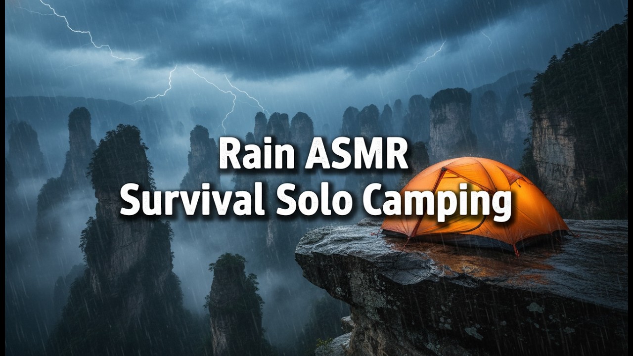 Solo Camping Zhangjiajie Cliff Edge: Surviving a Disaster Storm in a Tent (Rain ASMR Survival)