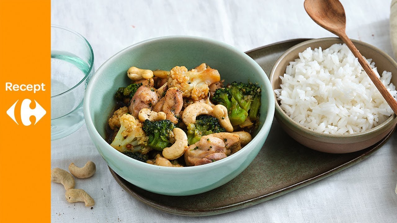 Japanse kip met broccoli en bloemkool
