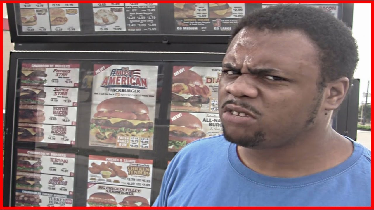 Черный мужчина злится на CARL'S JR BURGERS @SIGGAS