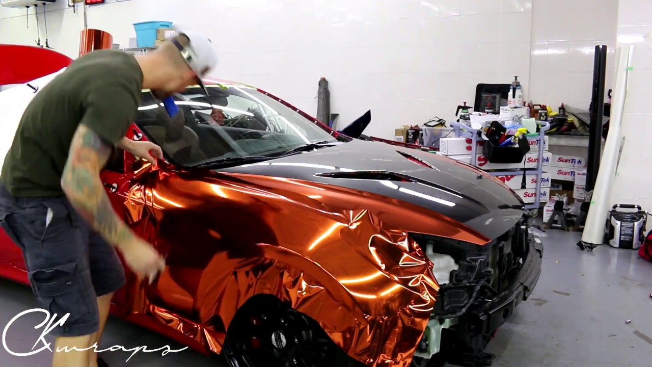 Time Lapse Orange Chrome Vinyl Installation Genesis Coupe With Gloss Carbon Fiber Vinyl  By @ckwraps