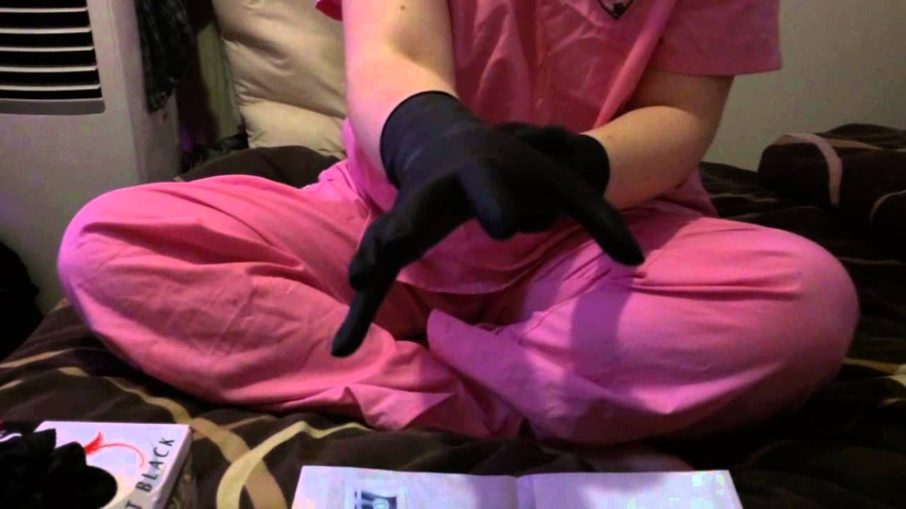 UniGloves Select Black Latex Powder Free Gloves Size 5.5 (Extra Small) in my pink scrubs