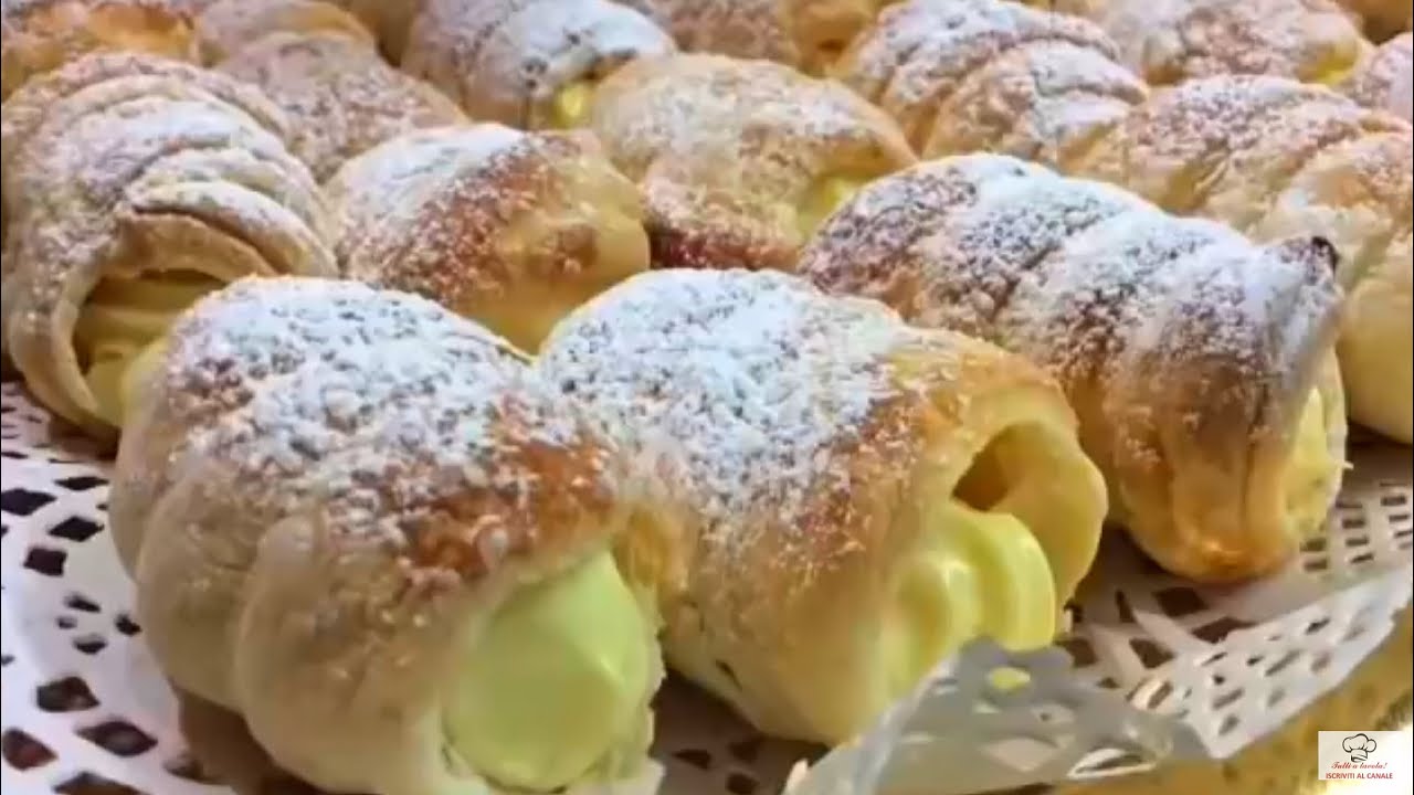 CANNOLI DI SFOGLIA CON CREMA  ricetta veloce - TUTTI A TAVOLA