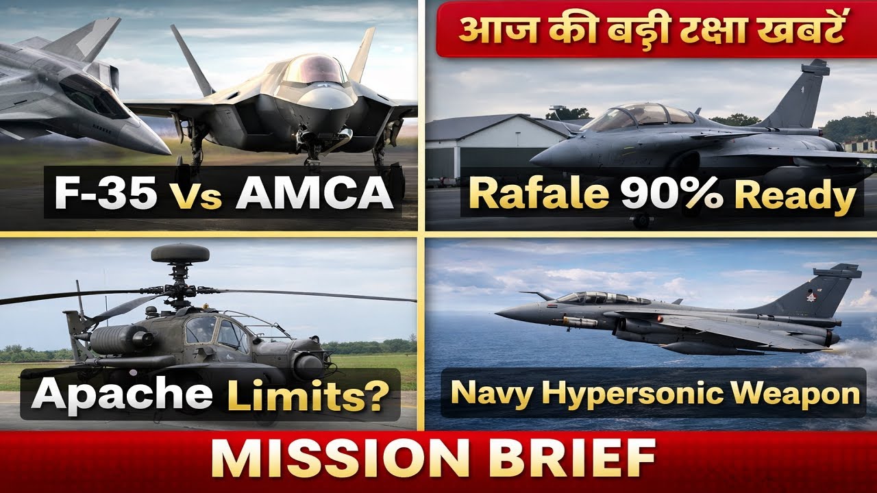 Mission Brief: F-35 vs AMCA | Rafale 90% Ready | Apache Limits | Navy Hypersonic Weapon