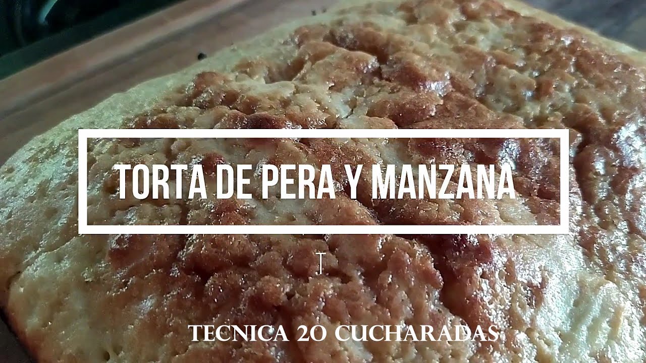 TORTA 20 CUCHARADAS! como hacer torta de manzana y peramuy facil con la tecnica 20 cucharadas