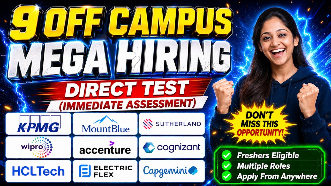 9+ MNC Direct Test Hiring 2026 🔥 Freshers Hiring | Wipro, KPMG, Accenture, Cognizant, HCL & More