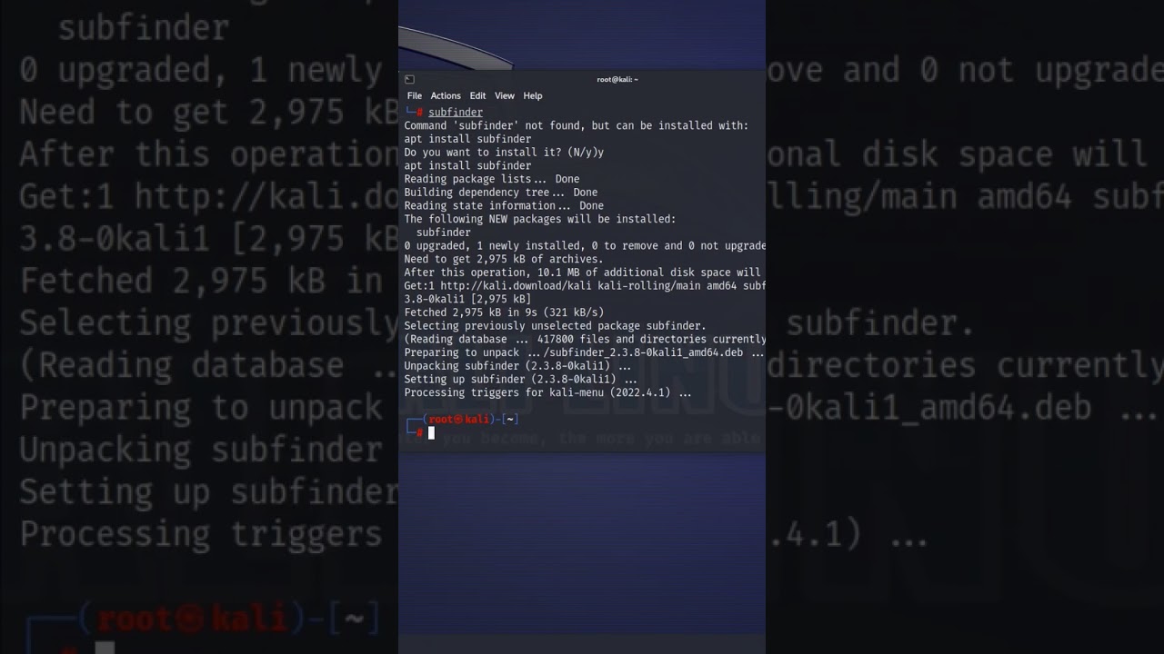 How to install Subfinder in Kali Linux #shorts