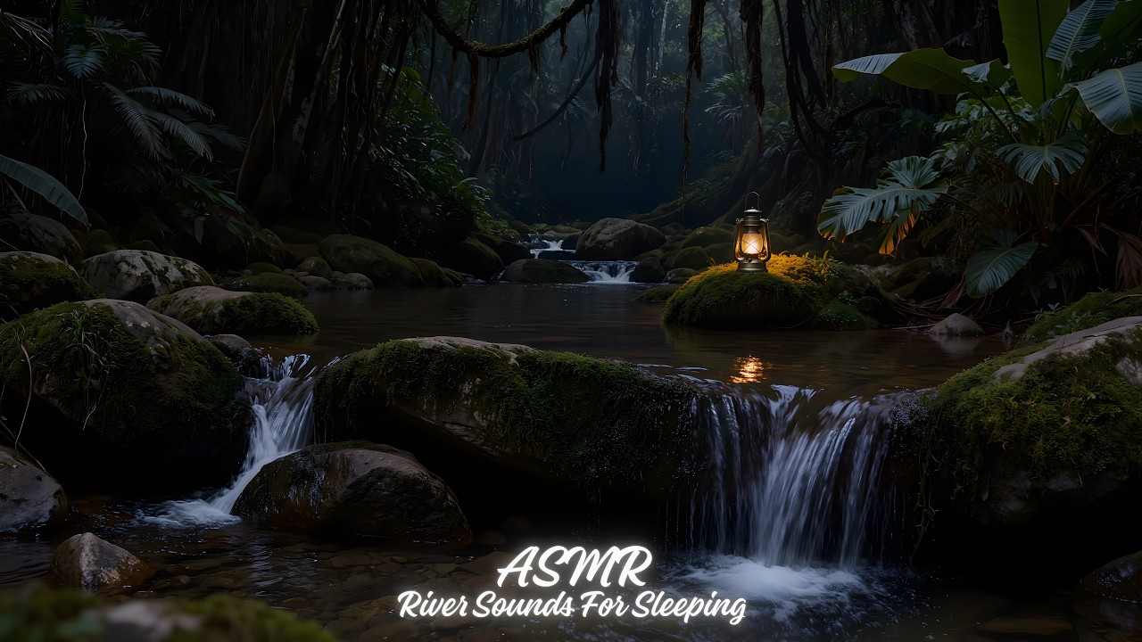 Peaceful Forest River Sounds | Dark Screen Sleep Aid | Tranquil Sleep Therapy