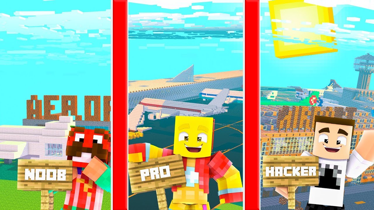 *AEROPUERTO NOOB VS PRO VS HACKER VS GOD* MINECRAFT