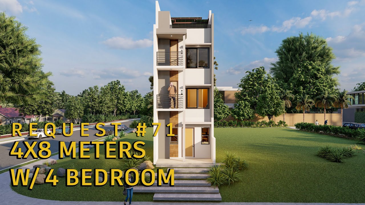 SMALL HOUSE DESIGN |4X8 METERS W/ 4 BEDROOM + ROOF DECK| REQUEST #71