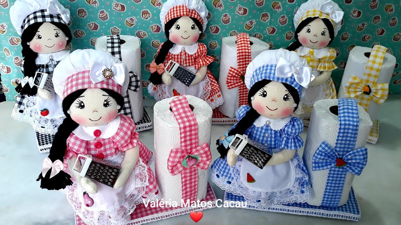 FAÇA LINDAS BONECA PORTA PAPEL TOALHA💐 COM SUPORTE